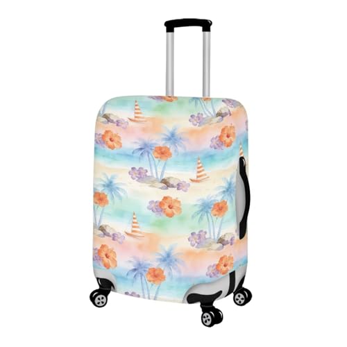 Watercolor Tropical Beach Luggage Cover (S(for 18-21 inch luggage) / Tropical Beach)