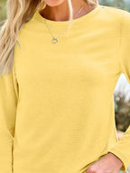 Long Sleeve Shirts for Women Casual Crewneck Tops Basic Tees (X-Large / 01yellow)