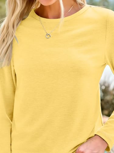 Long Sleeve Shirts for Women Casual Crewneck Tops Basic Tees (X-Large / 01yellow)