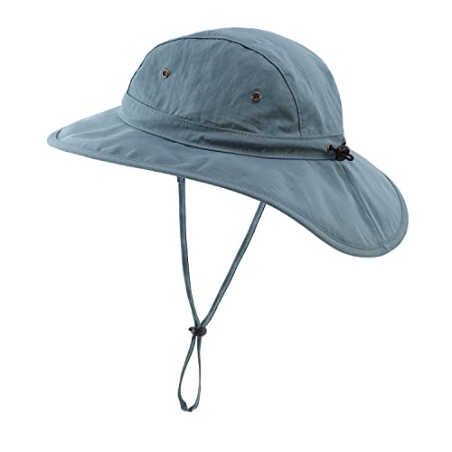 Mens UPF50+ Bucket Sun Hat Wide Brim UV Sun Protection Hat Summer Hat Fishing Cap Blue (Large-X-Large / Blue)