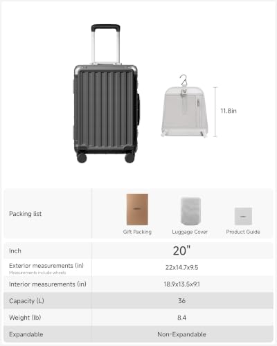 20 Inch Zipperless Carry On Luggage (Charcoal Metallic / 20 Inch)