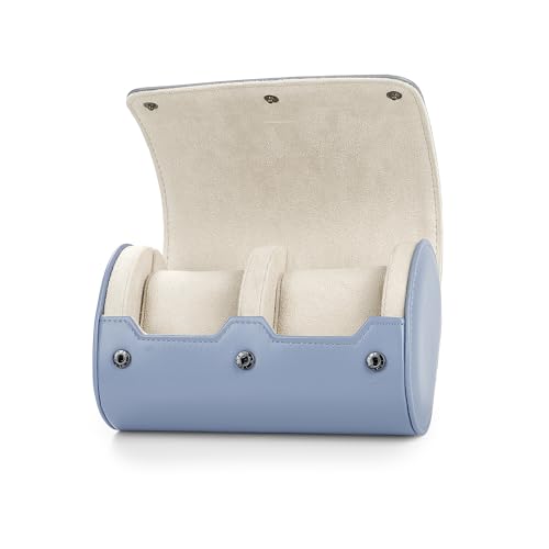 2 Slot Leather Watch Organizer Case Light Blue (Sky Blue / 2-Slot)