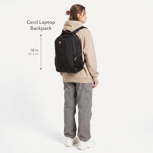 Cecil Laptop Backpack (18-Inch / Black Canvas/Brown)