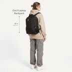 Cecil Laptop Backpack (18-Inch / Black Canvas/Brown)