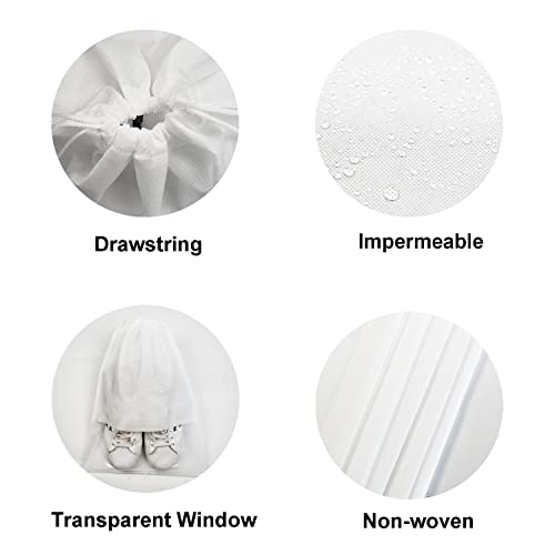 8PCS Travel Shoe Bags with Rope for Men and Women Large Shoes Pouch Organizers (White)