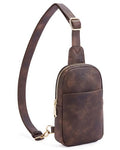 Small Sling Bag for Women Leather Crossbody Fanny Packs Chest Bag for Women Coffee (1-coffee)