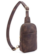 Small Sling Bag for Women Leather Crossbody Fanny Packs Chest Bag for Women Coffee (1-coffee)