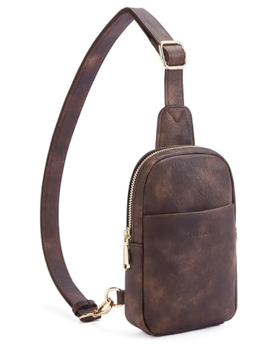 Small Sling Bag for Women Leather Crossbody Fanny Packs Chest Bag for Women Coffee (1-coffee)
