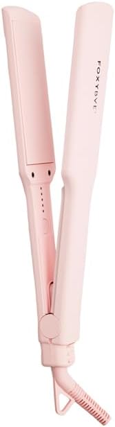 FoxyBae Sleek & Slay 1.75" Wide Plate Ceramic Flat Iron - Blush - Hair Straightener - Portable Professional Hot Tools - Healthy Hair Guaranteed - Dual Voltage - [146W]