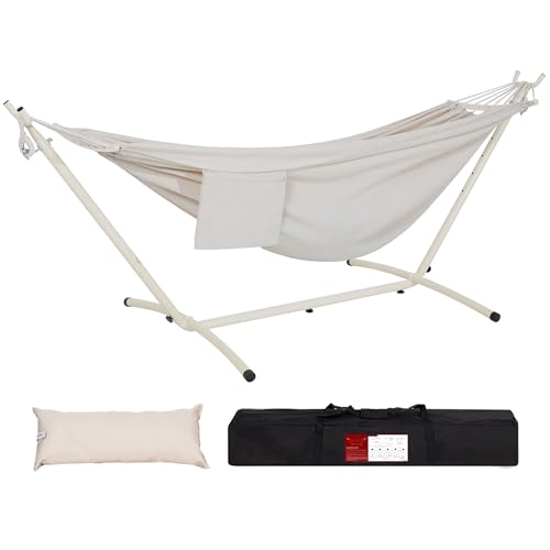 LazyDaze Hammocks Double Hammock with Stand (Pure Beige)