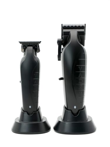 2-in-1 Vader Clipper & Trimmer Kit | Cordless Beard Trimmer & Mens Clippers Set for Barbers or Home | with DLC Coated Blades | Black (Black Kit)