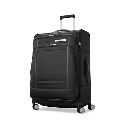 UpLIFT Lightweight Medium Checked Softside Luggage with Spinner Wheels (Medium Checked / Black)