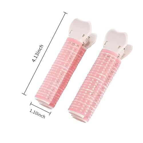 4 Pcs Pink Hair Rollers with Clip for Volumizing Bangs Curls
