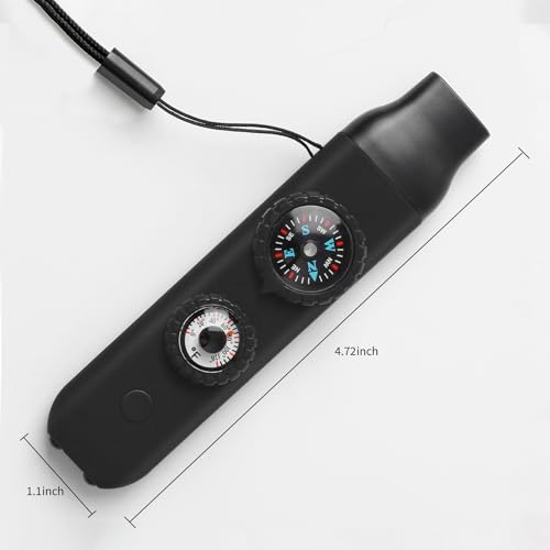 Multifunctional Survival Emergency Whistle for Kids with Compass Hiking Survival (obsidian black2pcs)