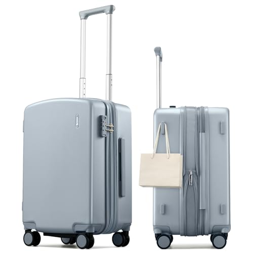 Carry on Luggage Airline Approved 20" Expandable Hardside Suitcase (Grey / 20 Inch EXT)