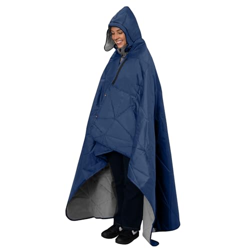 Large Waterproof Outdoor Blanket Thick Fleece 80" x 58" (Premium Blue)