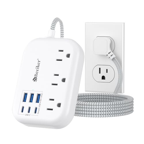 6 USB 3 USB C (White-6 USB 24W-5ft)