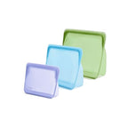 Premium Reusable Silicone Bags and Lunch Bag (Lavender + Blue + Green / 3-Pack)