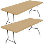 2 Pack Rectangle Spandex Fitted Table Cloth (Dark Khaki / 96" x 30" (Rectangular))