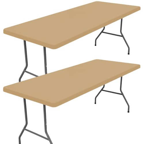 2 Pack Rectangle Spandex Fitted Table Cloth (Dark Khaki / 96" x 30" (Rectangular))