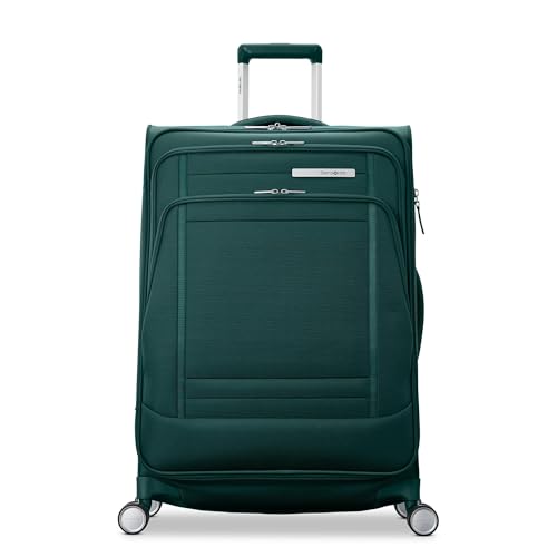 UpLIFT Lightweight Medium Checked Softside Luggage with Spinner Wheels (Medium Checked / Emerald Green)