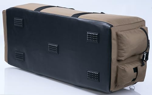 Large Military Duffle Bag Tactical Gear Load Out Bag Deployment Cargo Bag Travel Sports Equipment Duffel Luggage Bag with Backpack Straps 90L (TAN+BLACK)
