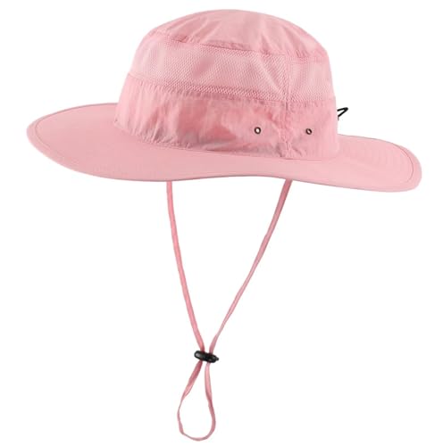 Womens Sun Hat Lightweight Mesh Bucket Hat UPF50+ Wide Brim Sun Protection Caps Pink (One Size / Pink)