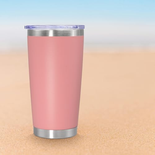 20oz Tumbler Insulated Coffee Tumblers with Lid Stainless Steel Pink 12P (Pink)