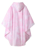 Adult Rain Poncho Waterproof Hooded Zipper Raincoat with Pockets (One Size / Tie-dye Pink)