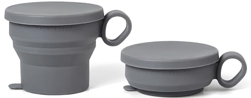 6 oz 2 pack Mini Silicone Collapsible Travel Cup (Modern Grey)