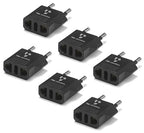 United States to Portugal Travel Power Adapter to Connect North American Electrical Plugs to Portuguese Outlets for Cell Phones (6-Pack / Black)