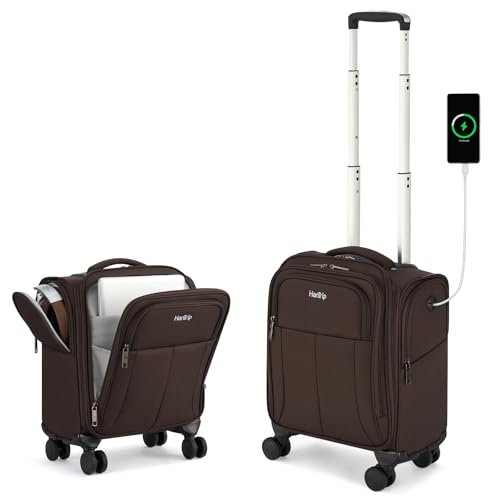 16 Inch Underseat Mini Carry On Luggage with Spinner Wheels (Underseat 16-Inch / Coffee)