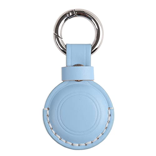 Genuine Leather Keychain Holder Compatible with Airtag ([1 Pack] Blue V1.0)