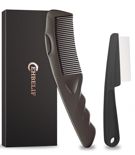 Dandruff Comb Removal 2PC Hollow Fine Tooth Scalp Detox Hair Care Tool (Brown)