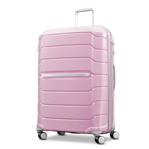 Freeform Large Checked Luggage with Dual 360° Spinner Wheels (Checked-Large Spinner / Pink Rose)