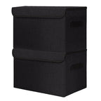 Large 42 Quarts Fabric Storage Bins with Lids [2 (Black / Large - 2 Pack)