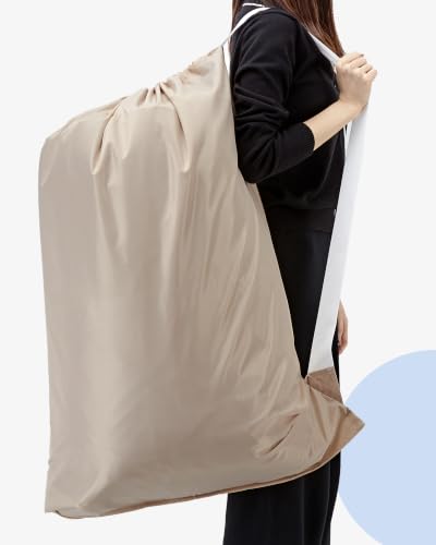 2 Pack XL Nylon Laundry Bag with Strap ((2 pack) Beige)