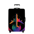 Colorful Airplane Luggage Cover Washable Suitcase Protector Anti (Colorful airplane / M(24-26inch suitcase))