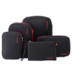 BeeNesting Waterproof Compression Packing Cubes 5 (Black Red / 5-Piece Set)
