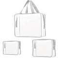 3Pcs Crystal Clear PVC Travel Toiletry Bag Kit for Women Men (1 Large, 1 Medium, 1 Small-Gray / 3 Piece Set)