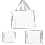 3Pcs Crystal Clear PVC Travel Toiletry Bag Kit for Women Men (1 Large, 1 Medium, 1 Small-Gray / 3 Piece Set)