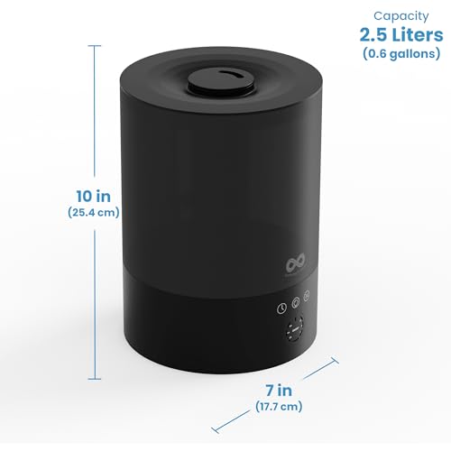 2.5L Ultrasonic Humidifier for Bedroom (Black)