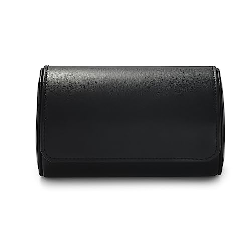 2 Slot Leather Travel Watch Case Black (Black / 2-Slot)