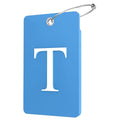 2 Pack Initial Luggage Tags for Suitcases Airplane Travel Essentials (Large T / Blue)