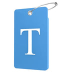 2 Pack Initial Luggage Tags for Suitcases Airplane Travel Essentials (Large T / Blue)