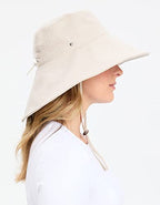 Women's Ultra Wide Cotton Linen Hat UPF 50+ (Small-Medium / Light Natural)