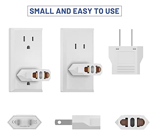 European to US Plug Adapter (1 Pack | White)