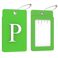 2 Pack Initial Luggage Tags for Suitcases Airplane Travel Essentials (Large P / Green)