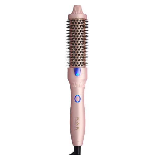 1.25 Inch Heated Curling Brush with Ceramic Tourmaline Ionic Technology (Gradient Pink)