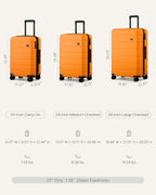 Luggage Set 3 Piece Lightweight Durable Hardshell (Tangerine)